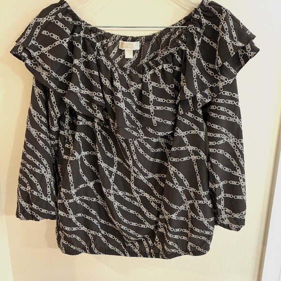 Michael Kors, Off the Shoulder Top, Brown/White, Size Medium - Picture 1 of 6